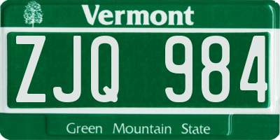 VT license plate ZJQ984