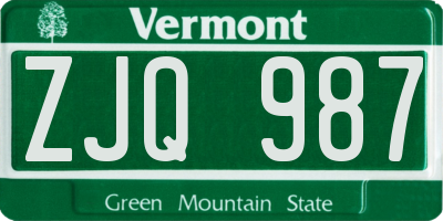 VT license plate ZJQ987