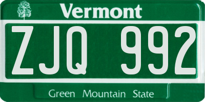 VT license plate ZJQ992