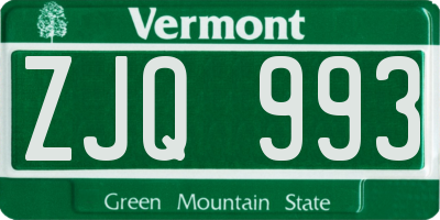 VT license plate ZJQ993