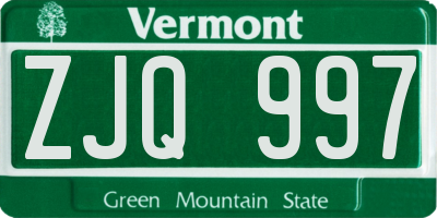 VT license plate ZJQ997