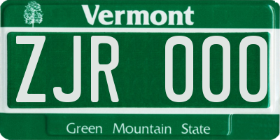 VT license plate ZJR000