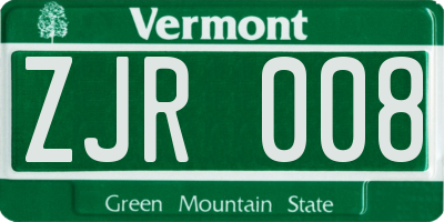 VT license plate ZJR008