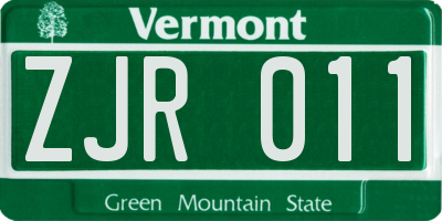 VT license plate ZJR011
