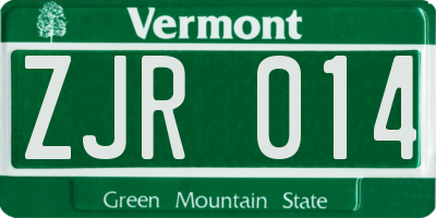 VT license plate ZJR014