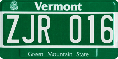VT license plate ZJR016