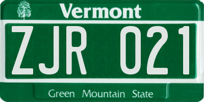 VT license plate ZJR021