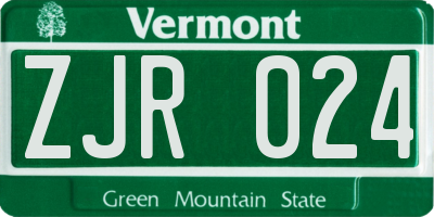 VT license plate ZJR024