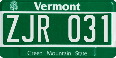 VT license plate ZJR031