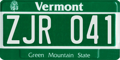 VT license plate ZJR041
