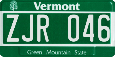VT license plate ZJR046