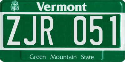 VT license plate ZJR051