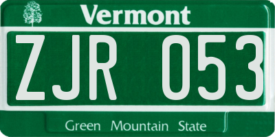 VT license plate ZJR053