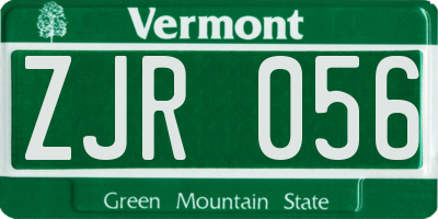 VT license plate ZJR056