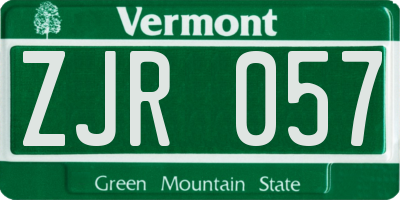 VT license plate ZJR057