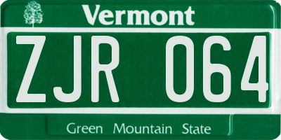 VT license plate ZJR064