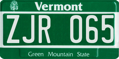 VT license plate ZJR065