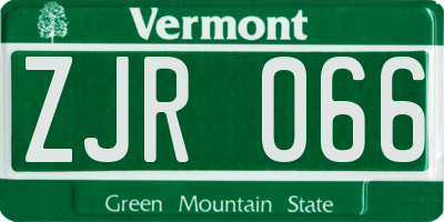 VT license plate ZJR066