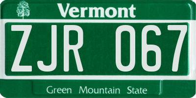 VT license plate ZJR067