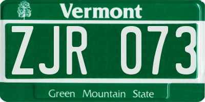 VT license plate ZJR073