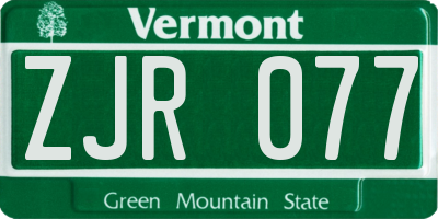 VT license plate ZJR077