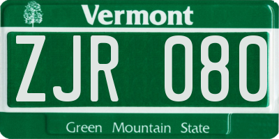 VT license plate ZJR080