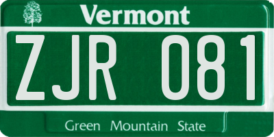 VT license plate ZJR081