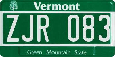 VT license plate ZJR083