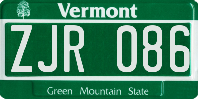 VT license plate ZJR086