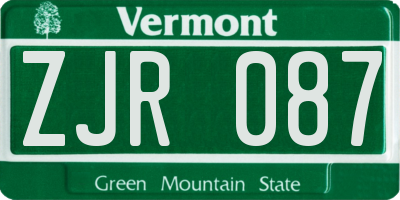 VT license plate ZJR087