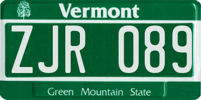 VT license plate ZJR089