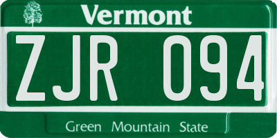 VT license plate ZJR094