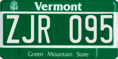 VT license plate ZJR095