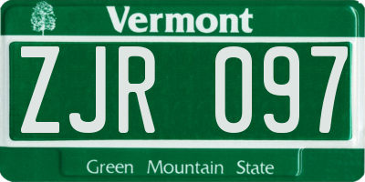 VT license plate ZJR097