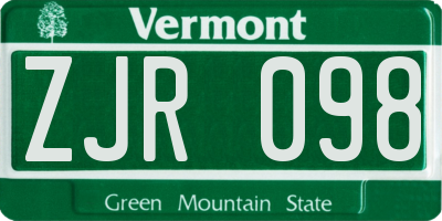 VT license plate ZJR098
