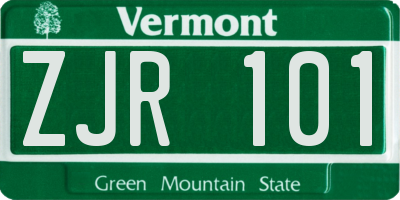 VT license plate ZJR101