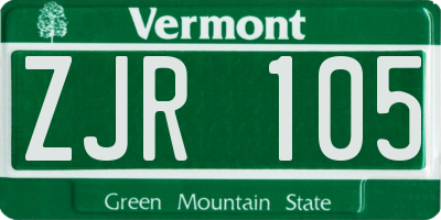 VT license plate ZJR105