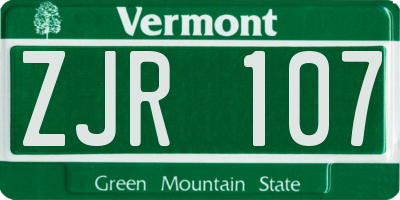 VT license plate ZJR107