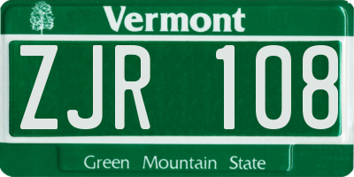 VT license plate ZJR108