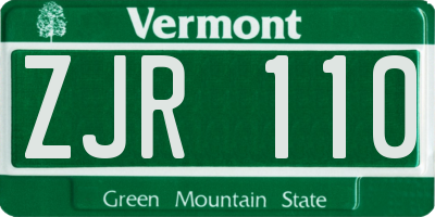 VT license plate ZJR110