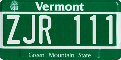 VT license plate ZJR111