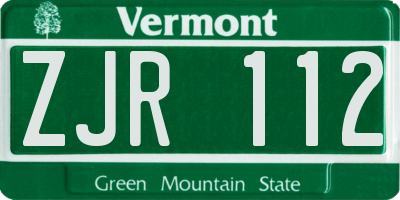 VT license plate ZJR112