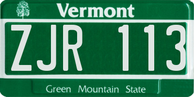 VT license plate ZJR113
