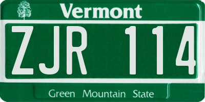 VT license plate ZJR114