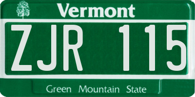 VT license plate ZJR115