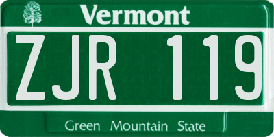 VT license plate ZJR119