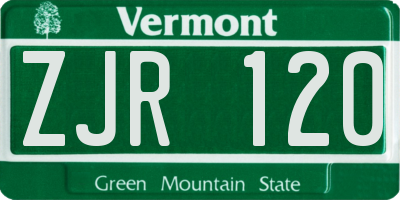 VT license plate ZJR120