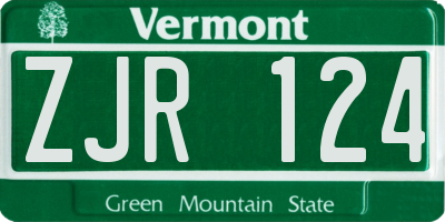 VT license plate ZJR124
