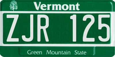 VT license plate ZJR125