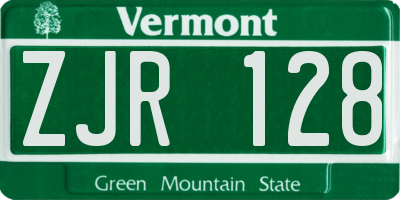 VT license plate ZJR128